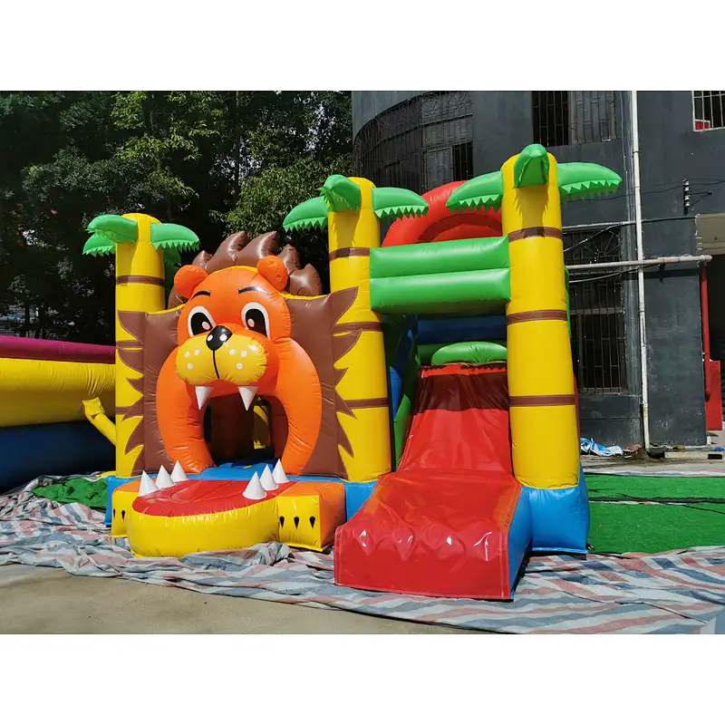 Inflatable mini lion bouncer with slide