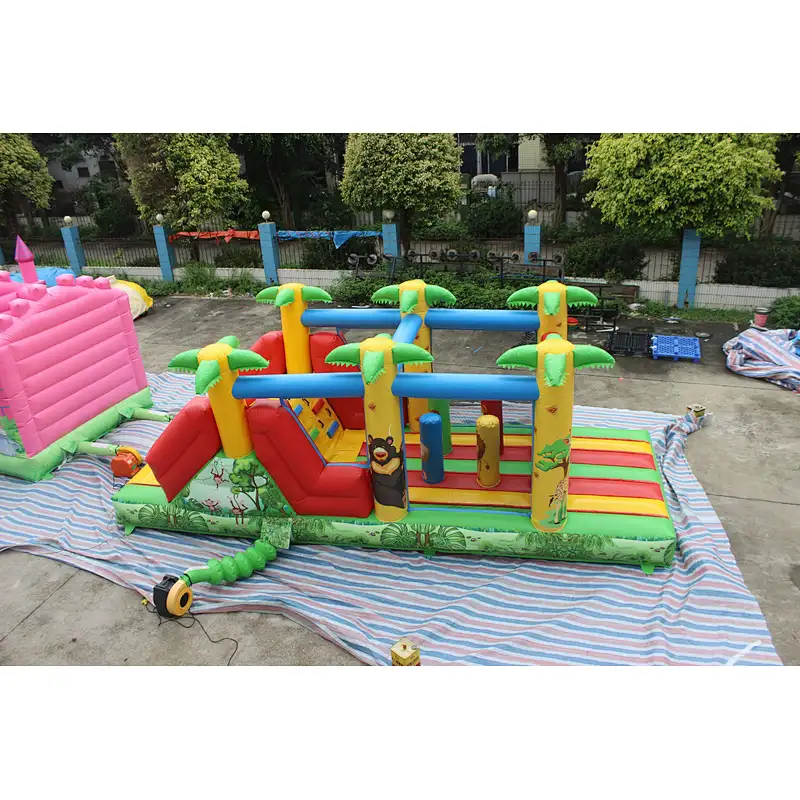 Inflatable zoo theme obstacle course-8x3x3m