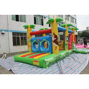 Inflatable zoo theme obstacle course-8x3x3m