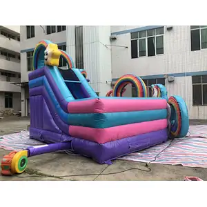 Inflatable unicorn theme bouncer with slide-5.6x4.8x4.5m