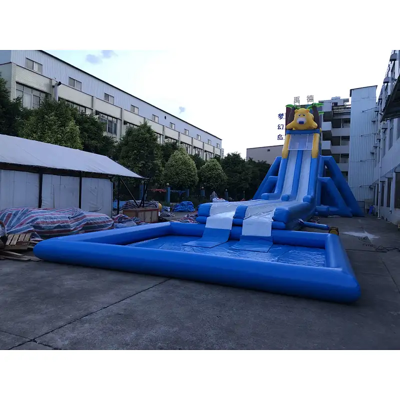 inflatable giant bear water slide-42x10x10m