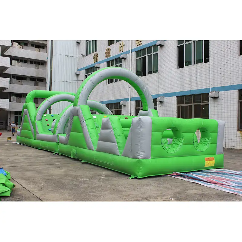 Inflatable green obstacle course-14x3.5x3.5m