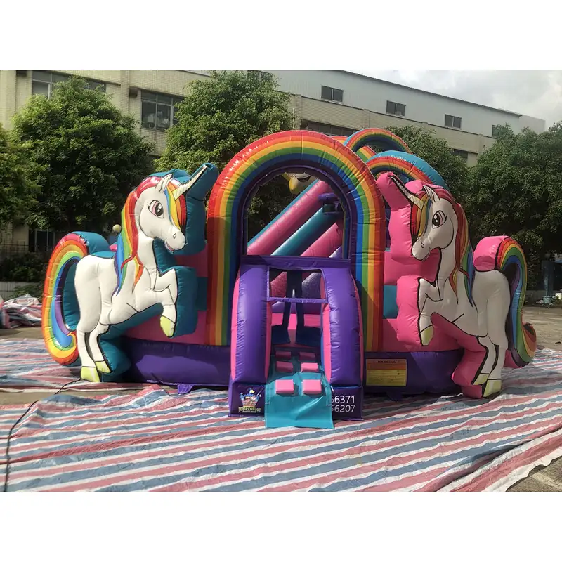Inflatable unicorn theme bouncer with slide-5.6x4.8x4.5m