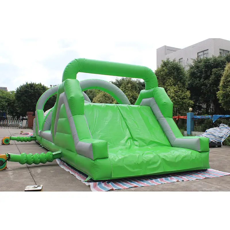 Inflatable green obstacle course-14x3.5x3.5m