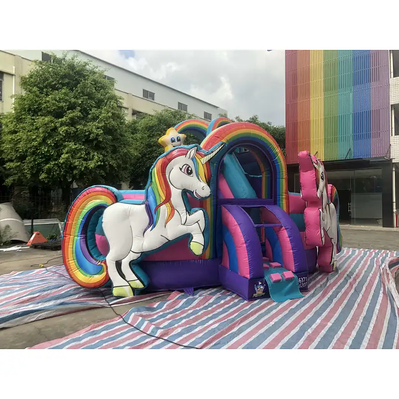 Inflatable unicorn theme bouncer with slide-5.6x4.8x4.5m