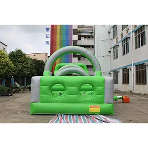 Inflatable green obstacle course-14x3.5x3.5m
