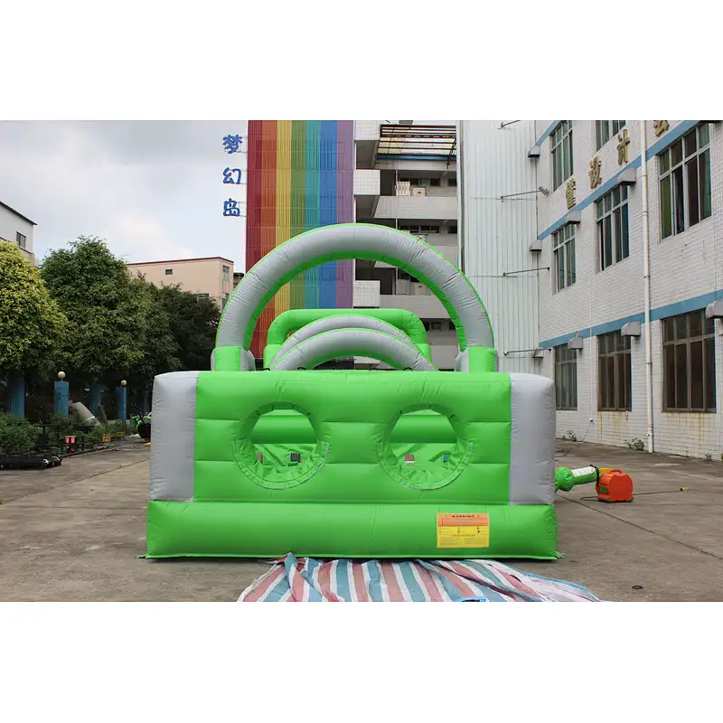 Inflatable green obstacle course-14x3.5x3.5m
