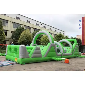Inflatable green obstacle course-14x3.5x3.5m