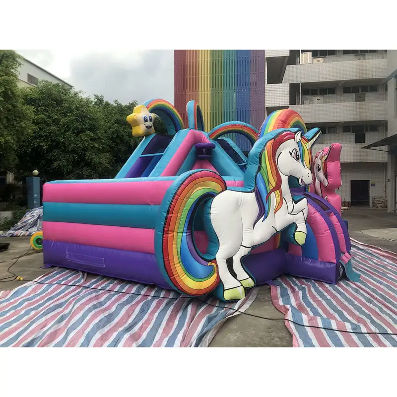 Inflatable unicorn theme bouncer with slide-5.6x4.8x4.5m