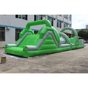 Inflatable green obstacle course-14x3.5x3.5m