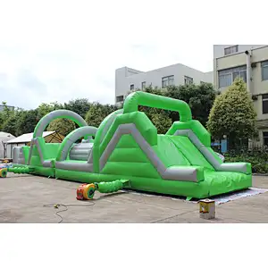 Inflatable green obstacle course-14x3.5x3.5m