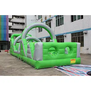 Inflatable green obstacle course-14x3.5x3.5m