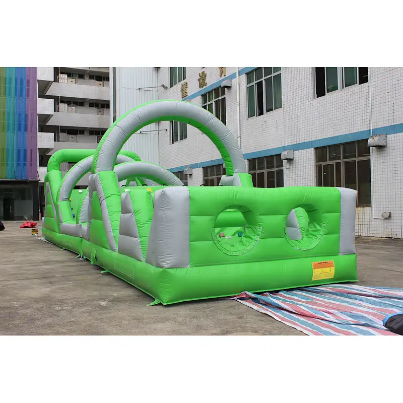 Inflatable green obstacle course-14x3.5x3.5m