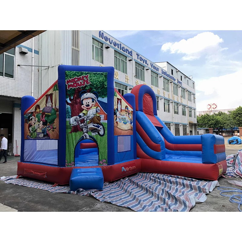 Inflatable red and blue cartoon trampoline slide combination-6x4.5x4m