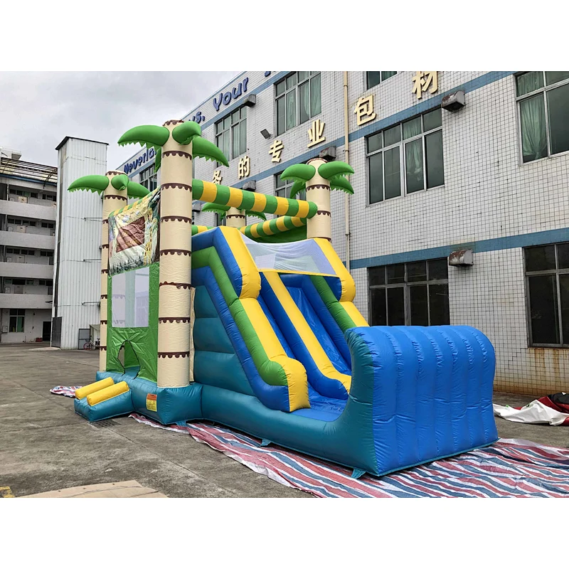 Inflatable tropical rainforest trampoline slide combination-8x4.8x5.5m