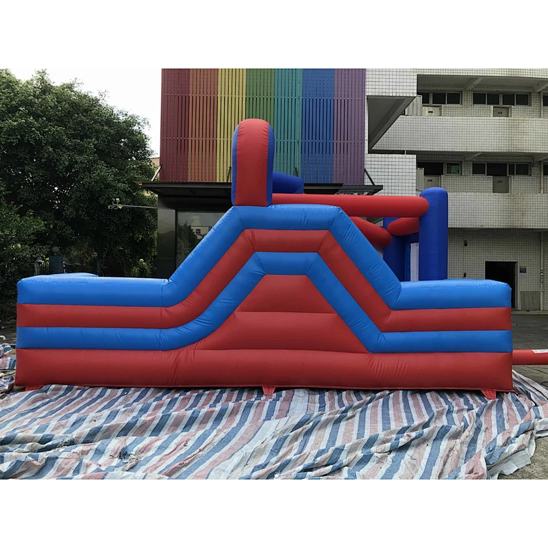 Inflatable red and blue cartoon trampoline slide combination-6x4.5x4m