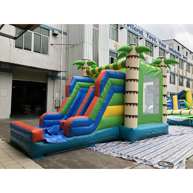 Inflatable coconut tree trampoline slide combination-6x4x4m