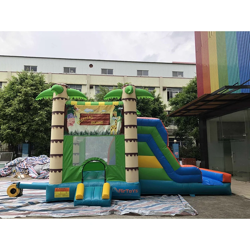 Inflatable coconut tree trampoline slide combination-6x4x4m