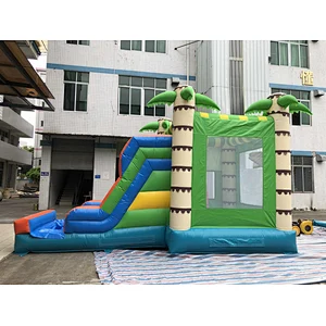 Inflatable coconut tree trampoline slide combination-6x4x4m