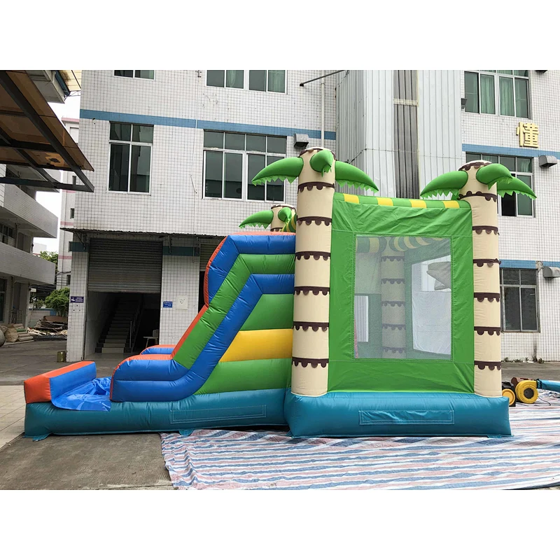 Inflatable coconut tree trampoline slide combination-6x4x4m