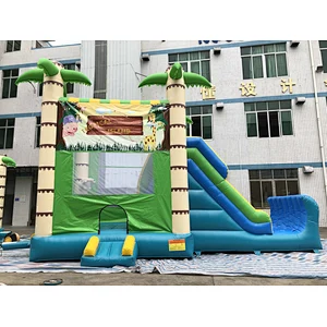 Inflatable tropical rainforest trampoline slide combination-8x4.8x5.5m