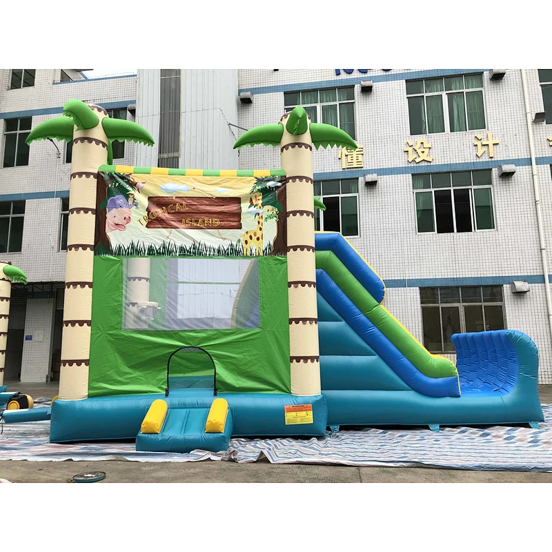 Inflatable tropical rainforest trampoline slide combination-8x4.8x5.5m