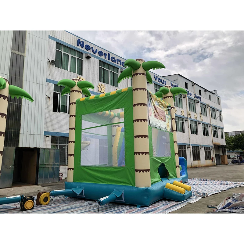 Inflatable tropical rainforest trampoline slide combination-8x4.8x5.5m