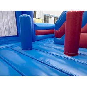 Inflatable red and blue cartoon trampoline slide combination-6x4.5x4m