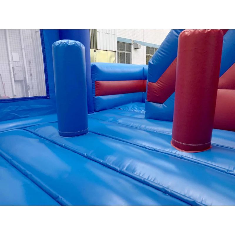 Inflatable red and blue cartoon trampoline slide combination-6x4.5x4m