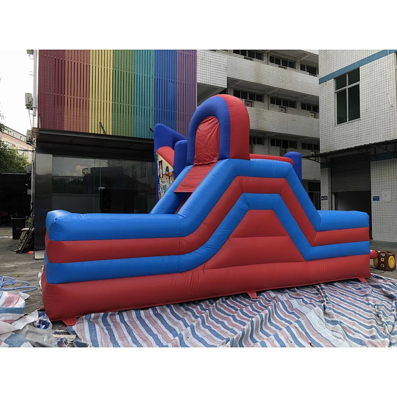 Inflatable red and blue cartoon trampoline slide combination-6x4.5x4m