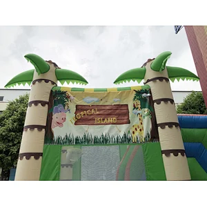 Inflatable coconut tree trampoline slide combination-6x4x4m