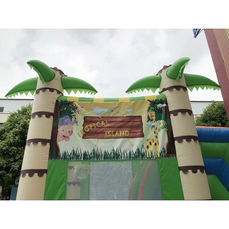 Inflatable coconut tree trampoline slide combination-6x4x4m