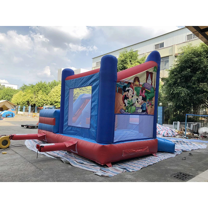 Inflatable red and blue cartoon trampoline slide combination-6x4.5x4m