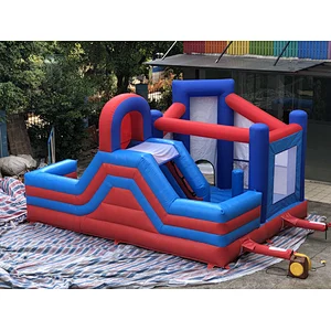 Inflatable red and blue cartoon trampoline slide combination-6x4.5x4m