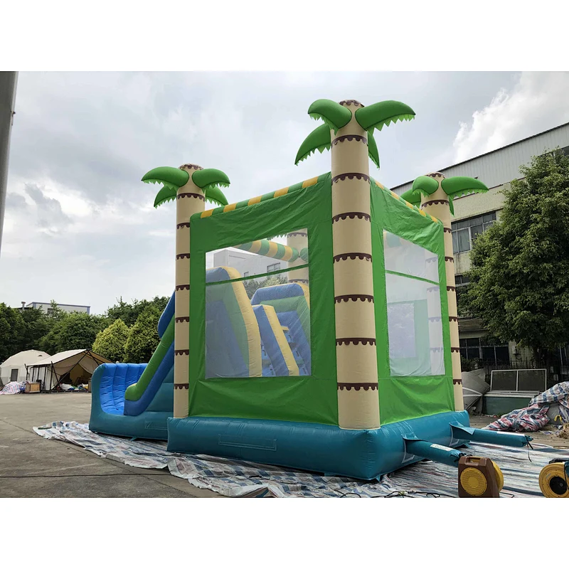 Inflatable tropical rainforest trampoline slide combination-8x4.8x5.5m