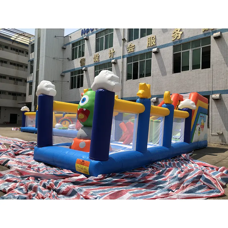 Inflatable rainbow airplane amusement park-17x10.1m