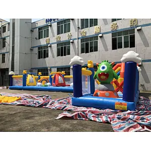 Inflatable rainbow airplane amusement park-17x10.1m