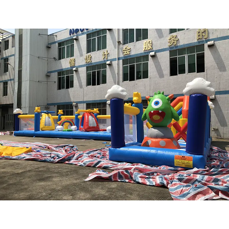 Inflatable rainbow airplane amusement park-17x10.1m