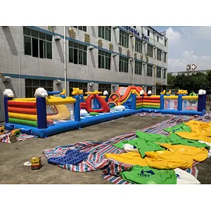 Inflatable rainbow airplane amusement park-17x10.1m