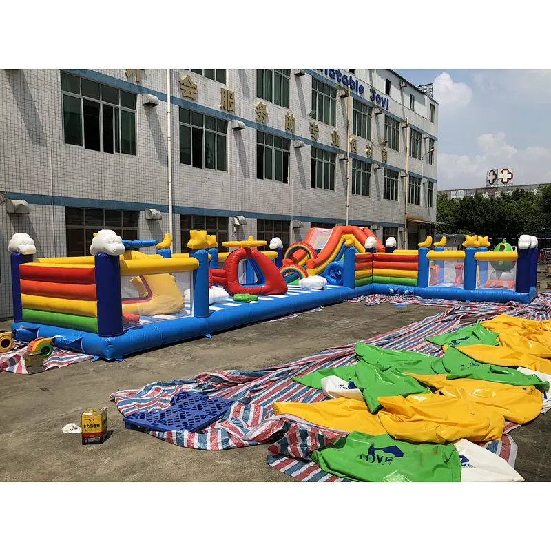 Inflatable rainbow airplane amusement park-17x10.1m