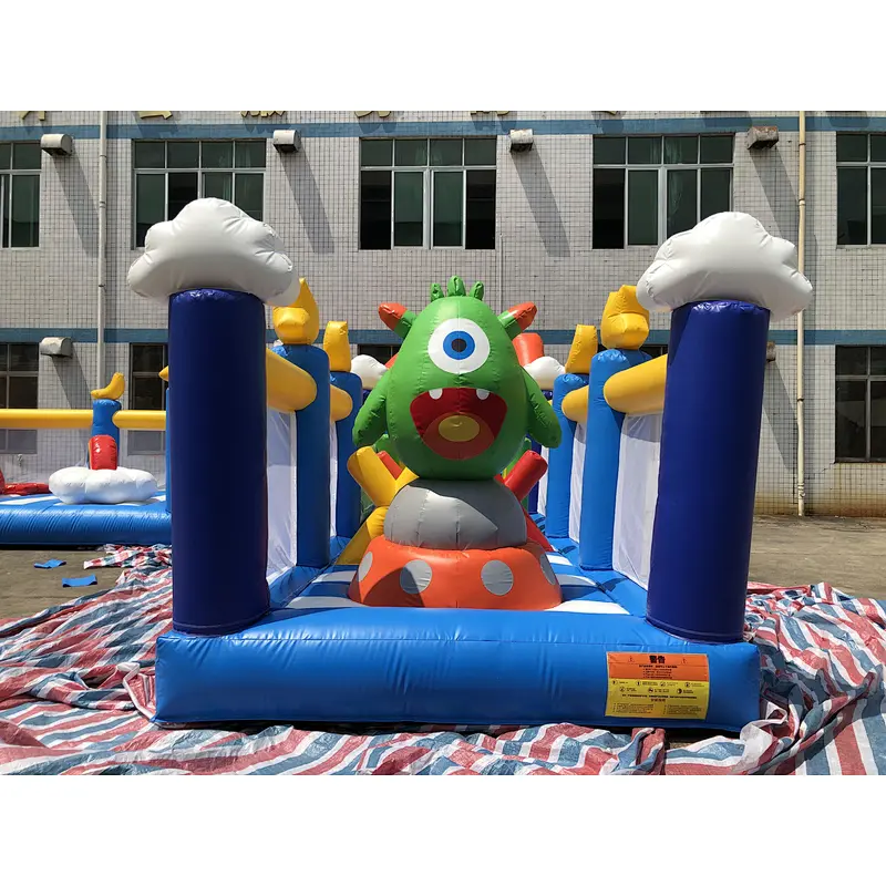 Inflatable rainbow airplane amusement park-17x10.1m