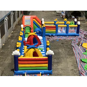 Inflatable rainbow airplane amusement park-17x10.1m