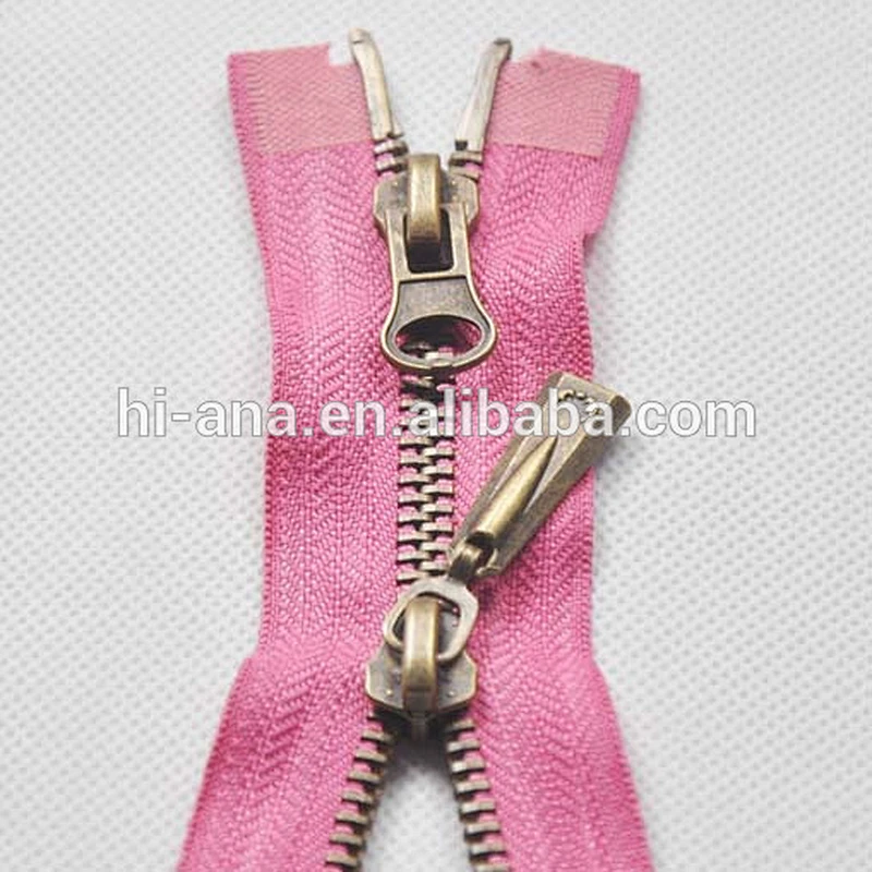 Metal Brass Two Way Zipper O/E