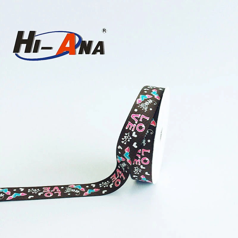 hi-ana ribbon2 Custom made print logo Popular design printed grosgrain ribbon