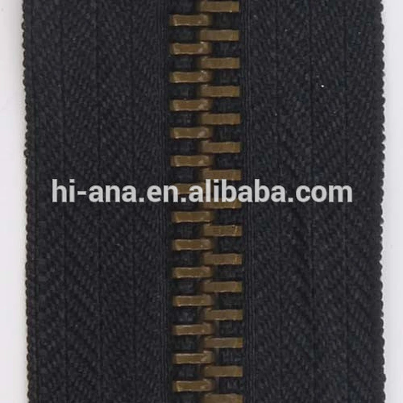 No 8 Antique Brass Metal Zipper