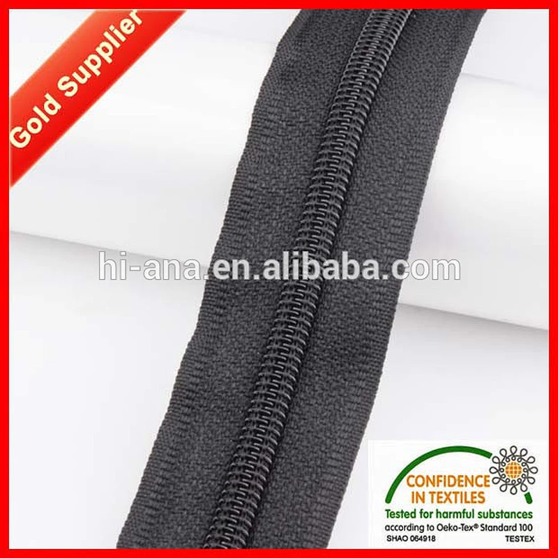 No 5 Nylon Long Chain Zipper with Black