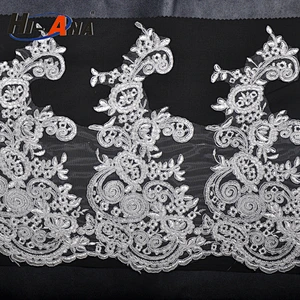 hi-ana lace2 Stict QC 100% Good supplying lace sequin embroidery fabric