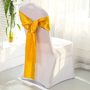 Cheap Satin Pre Tied Rose Gold Chair Sashes Wedding