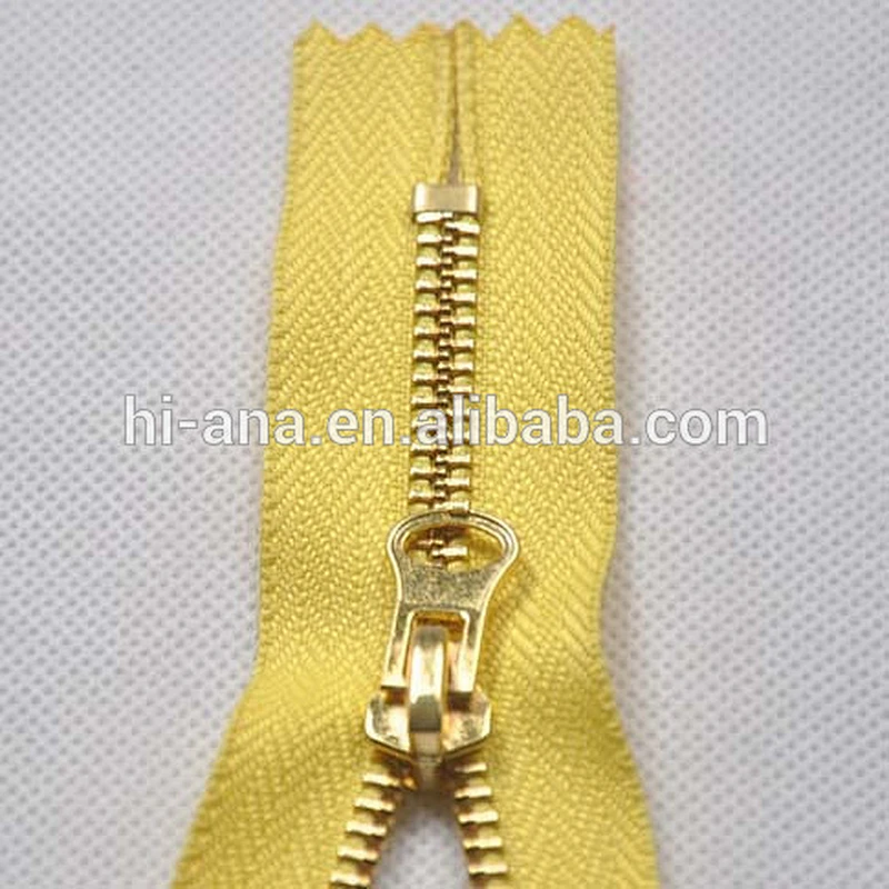 Metal Zippers Pin Lock 5 with Golden Teeth