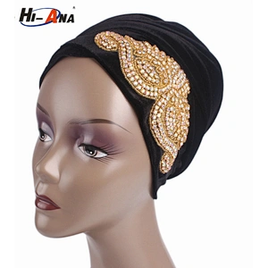 HI-ANA Fashion Velvet Turban Scarf Head Wraps with crystal jewelry
